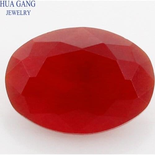 Synthetic Gems Red Glass Stones Oval Shape Matte Bottom Wholesale Jewelry Beads5x7~9x11mm Glass Gems Beads Free Shipping