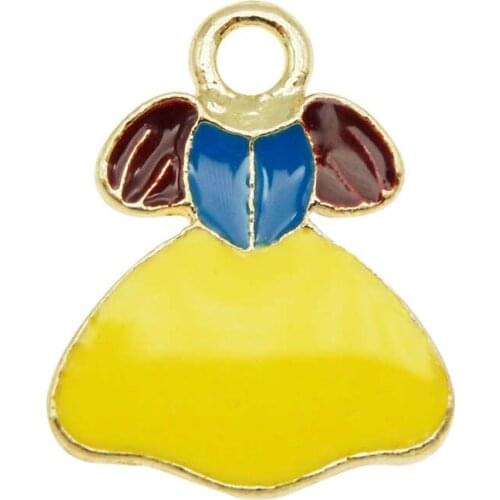 Julie Wang 4PCS Enamel Princess Dress Charms Zinc Alloy Gold Tone Girl Clothes Necklace Bracelet Jewelry Making Accessory
