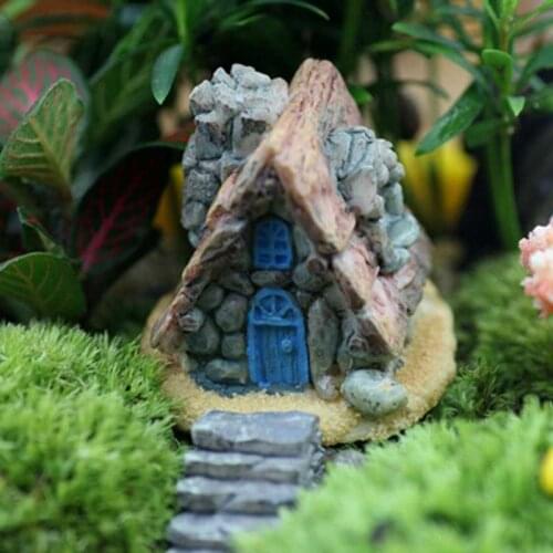 Stone House Fairy Garden Miniature Craft Micro Cottage Landscape Home Decor For DIY Resin Crafts Decoracao Casa LBShipping