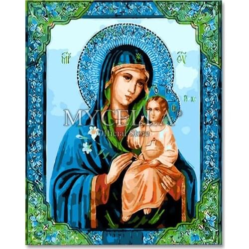 Virgin and Son 5D DIY Diamond Painting Godess Diamond Embroidery Cross Stitch Needlework Mosaic Home Decoration Christmas Gift