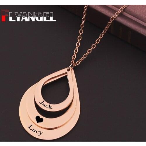 Personalized Custom Name and Anything Drop Circles Necklace Jewelry Layered Engraved Family Best Friend Memorial Gift