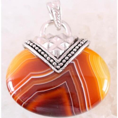 Pendant Oval CAB Cabochon Natural Stone Pendant Real Brown Veins Onyx Necklace Pendant For Women Men Jewelry Gift 1Pcs K1168