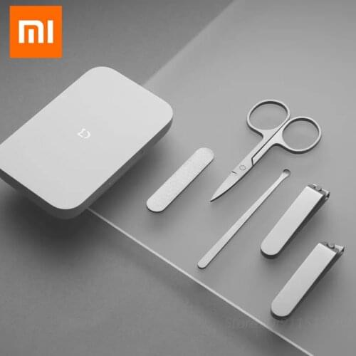 Xiaomi Mijia 5 in 1 Stainless Steel Nail Clippers Set Trimmer Earpick Nail File Pedicure Care Clippers Magnetic Absorption Tools