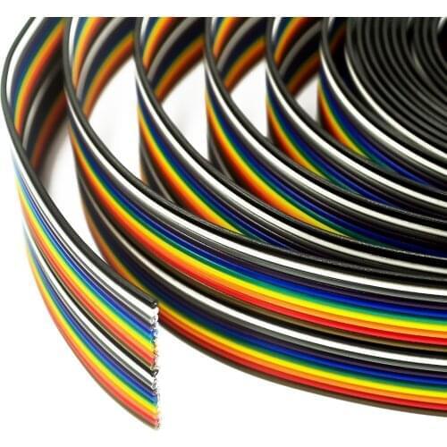 Ribbon cable 10 WAY Flat Color Rainbow Ribbon Cable wire Rainbow Cable 10P ribbon cable 1.27MM pitch 5meters/lot IN STOCK