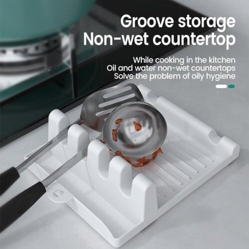 Hot Cooking Utensil Rest Kitchen Organizer and Storage with Drip Pad Kitchen Fork Spoon Holders Non-slip Pad Kitchen Accessories