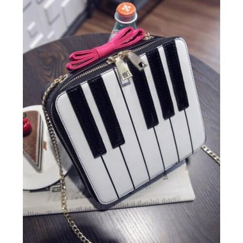 Kawaii Piano Keys Shoulder Bag Vintage Cute Bow Small Handbag Women Ladies Mobile Purse Messenger Crossbody Bags