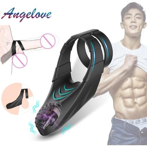 Male Penis Rings Vibrator Delay Ejaculation Vibrating Clitoral Erotic Adult Sex Toys for Men Masturbator Semen Lock Cock Rings