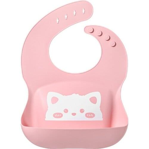Infant Bibs Cute Waterproof Silicone Bib Infant Toddler Feeding Saliva Towel Cartoon Adjustable Children Apron