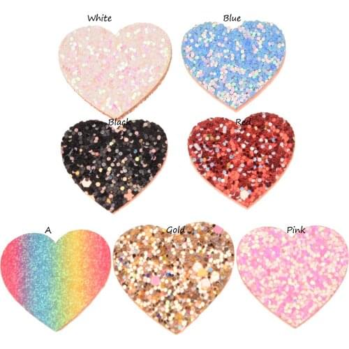 14pcs Glitter Heart Cute Loving Accessories 2.5*3cm Heart Patch Hair Accessoreis No Hair Bow Hairclip DIY Headwear Accessory