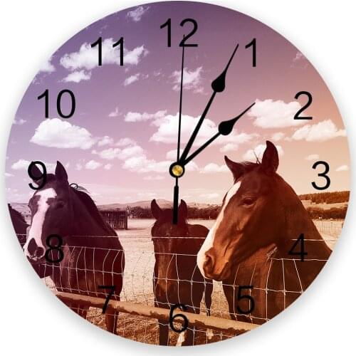 Funny Animals Horse Wall Clock For Home Decoration Living Room Quartz Needle Hanging Watch Modern Kitchen Clock