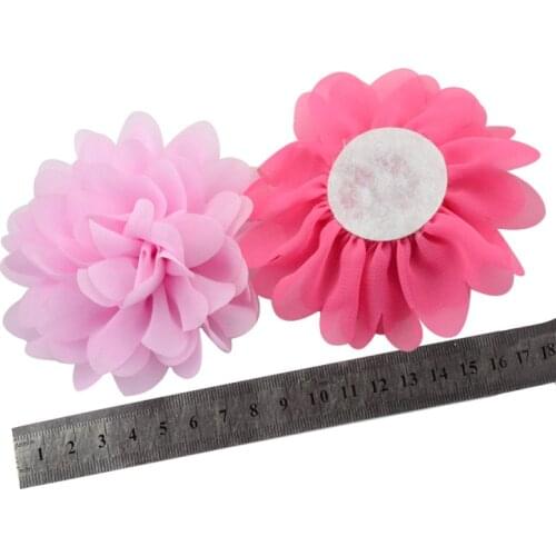 Nishine 4" 50pcs/lot Big Chiffon Flowers Flatback Used for Girl Headband Hair Clips Diy Headwear Hair Accessories