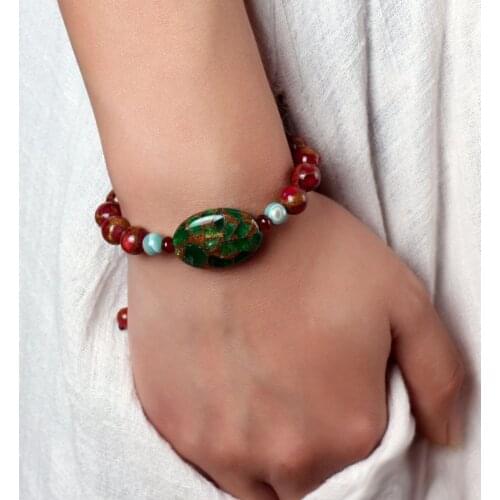 New Original violet crystal bracelet,handmade green and red stone Ethnic bracelet, DIY fashion luxury vintage bracelet