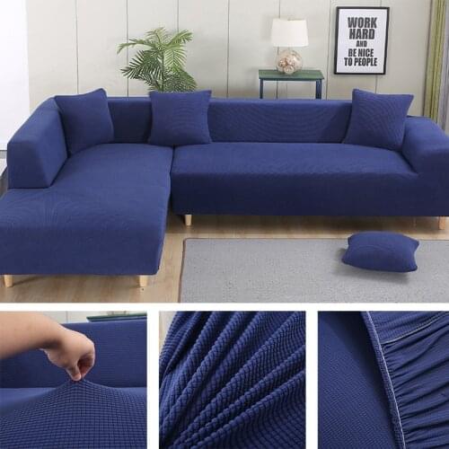 Solid Velvet Corner Sofa Cover Elastic 1/2/3/4 Seater L-Shaped Slipcovers Adjustable All-inclusive Protectors For Sectional Sofa