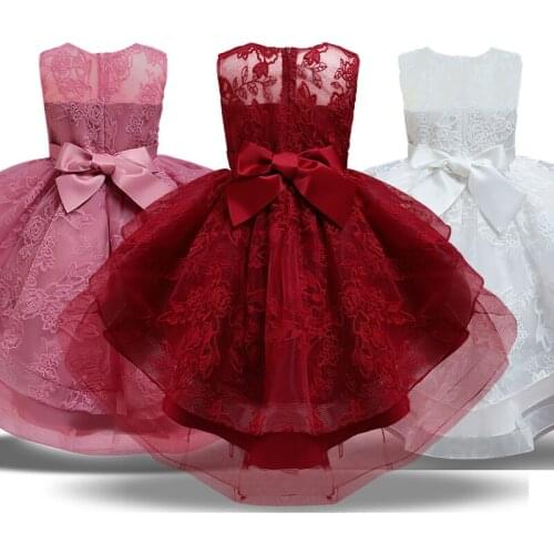 Princess Dress For Girls Wedding Party Tutu Elegant Prom Gown Kids Lace Evening Bridesmaid Clothes Children Christmas Costume