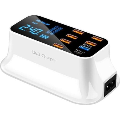 Portable Light 8 Ports Quick Charge 3.0 LED Display USB Charger for Android iPhone Tablet Smart Screen Drop Shipping
