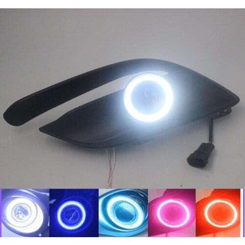 RQXR fog lamp driving light assembly for Mazda 3 2013-2017 cob angel eye led daytime running light yellow turn signal