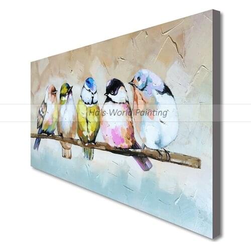 Handpainted colorful parrots oil painting animal oil Painting On Canvas home Decor Wall Art Picture best gift For Living Room