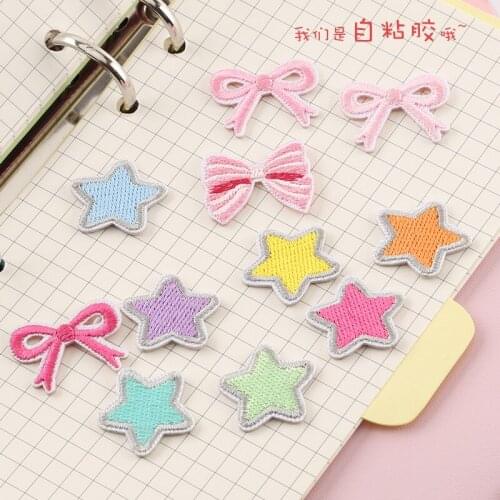 Self-adhesive 5pcs/11pcs Cartoon Set Bow Star Embroidered Iron on Patches for Kids Clothes Shoes Sticker Sew Iron on Clothing