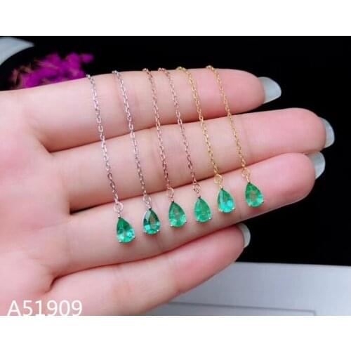 KJJEAXCMY Supporting detection 925 sterling silver inlaid natural gemstone ladies emerald earrings support test