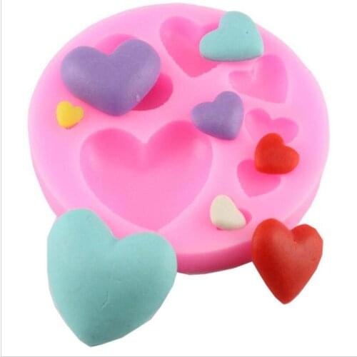 Loving Heart Shape Silicone Fondant Mold DIY Colorful Sweet Heart Chocolate Candy Paste Cake Decorating Tool Mold