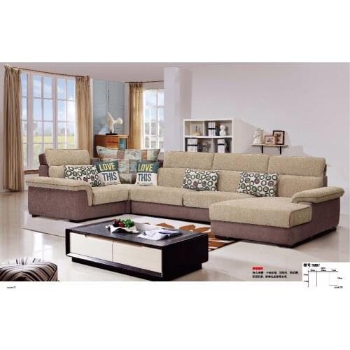 LDM1897 Modern living room fabric sofa U shape sectional hemp sofa set living room furniture