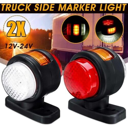 2pcs 12V 24V LED Side Marker Light Truck Light Indicator Signal Lamp Tail Light Auto Trailer Lorry Lamps Bus Caravans