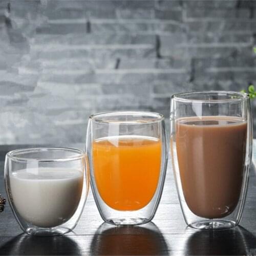 250/350/450ml Heat-resistant Double Wall Glass Cup Beer Coffee Cups Handmade Healthy Drink Mug Tea Mugs Transparent Drinkware
