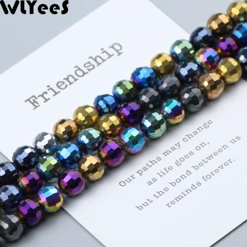 WLYeeS 8mm 50pcs Plating Austrian 96 Faceted Ball crystal beads Charms Glass Loose Beads Jewelry Making DIY Bracelet Decoration
