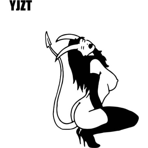 YJZT 10.6*13.2CM Silhouttte Naked Hot Demon Lady Decal Black/Silver Popular Style Car Sticker Vinyl C20-1136