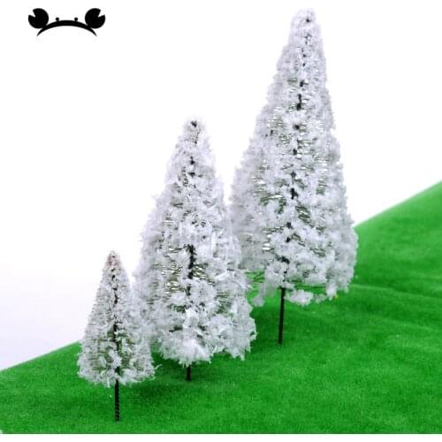 10pcs 6cm 8cm 10cm Scenery Landscape Model White Cedar Trees Winter White Snow Model Railroad Layout Scenery Landscape Trees