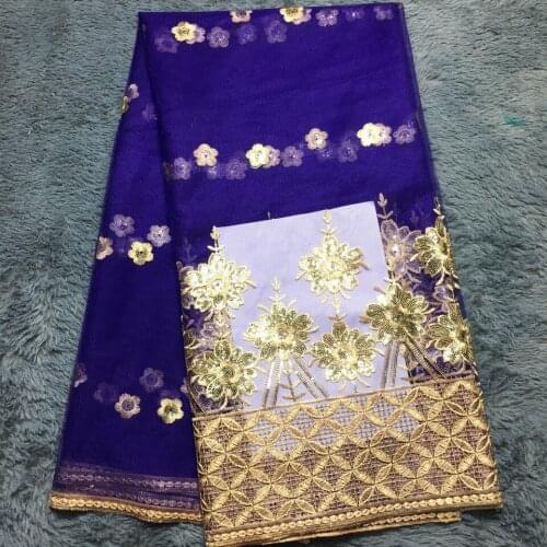 2020 French Tulle Lace Nigerian Lace Fabrics with Sequins 5 Yards, Dubai African Lace Fabric for Dress Sewing Clothes M2285 Wide