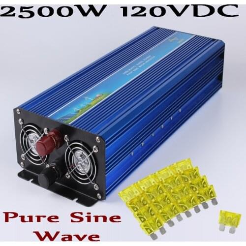 2500W 120VDC Pure sine wave Solar Wind off grid inverter 100-145VDC to AC100V/110V/ 220V/230V/240V with Peak power 5000W