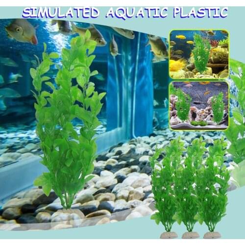 3pcs Fish Tank Plastic Plants Simulation Aquarium Green Fake Water Grass Fish Tank Ornament Decoration Artificial Green Plant