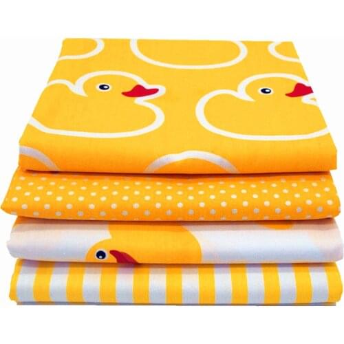 4pcs/lot 40*50cm Yellow Cartoon Series Cotton Fabric Meter For Patchwork Sewing Textiles Telas Tissus Patchwork Tilda Doll