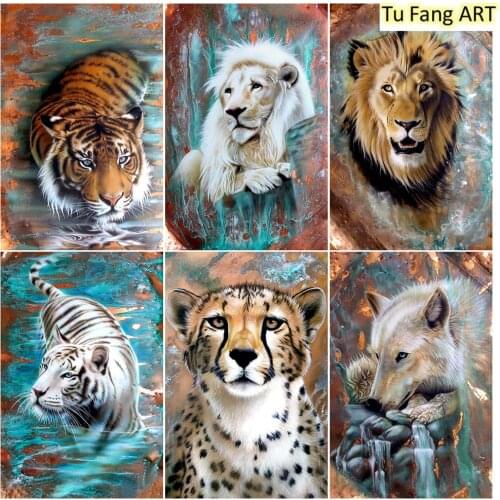 Diamond Painting Lion Tiger and Leopard Embroidery Full Square/round 5D DIY Diamond Mosaic Home Decoration Cross Stitch Kits