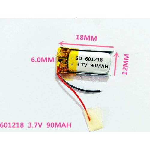 601218 3.7V 90MAH length 18 width 12 thick 6/ Bluetooth headset toys MP4 lithium polymer battery