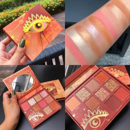 9Color Nude Shiny Eyeshadow Palette Glitter Shimmer Matte Pigmented Smoky Metallic EyeShadow Pallete Diamond Waterproof Cosmetic