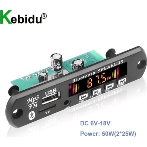 25W + 25W Amplifier Wireless Bluetooth MP3 Decoder Board Module Handsfree MP3 Player USB Voice Record FM AUX Radio For Speaker