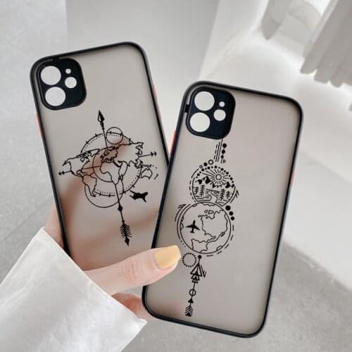 Popular World Map Travel Airplane Phone Case For iphone X XR XS MAX 11 12 Pro Max 6s 7 8 Plus SE 2020 Back Hard Shockproof Cover