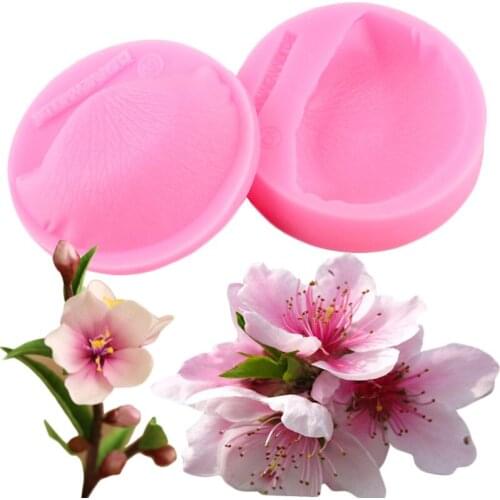 Peach Blossom Petals Cake Border Silicone Molds DIY Chocolate Fondant Cake Decorating Tools Cupcake Topper Candy Clay Moulds