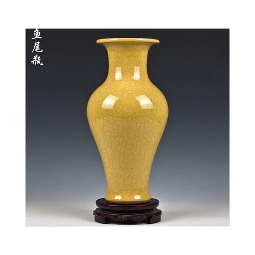 Jingdezhen ceramic vase kiln crack glaze open piece of jun porcelain fishtail bottles Ceramic furnishing articles