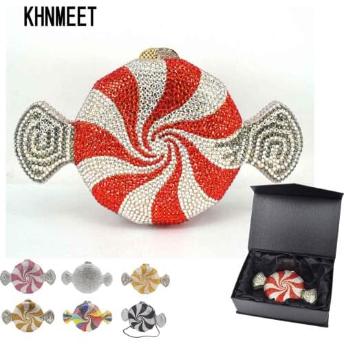 Designer Red Candy purse Customized Luxury Crystal Evening Bag sweetmeats shape Chain Party Purse female bag SC579
