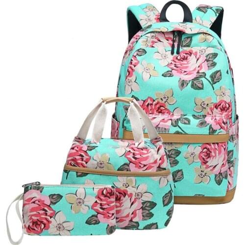 2021 USB Charging Canvas Backpack 3 Pcs/set Women School Backpacks Schoolbags For Teenagers Girls Student Book Bag Satchel
