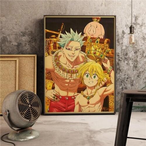 Japanese Anime The Seven Deadly Sins Retro Comics Picture Quality Canvas Painting Poster Bedroom Living Cafe Art Home Wall Decor