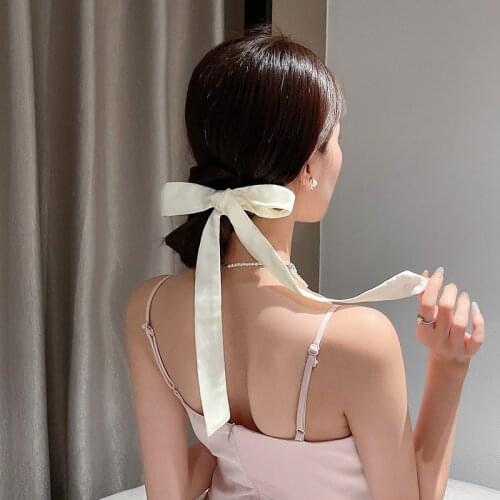 Korean Fashion Tassel Hair Bows for Women Black White Long Bowknot Hair Clips Elegant Back of Head Streamer Hairpin Frech Clip