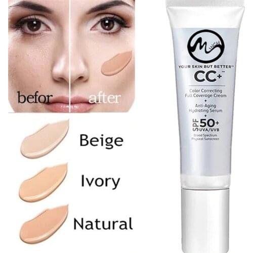 Minch Natural CC Cream SPF 50 Plus Whitening Moisturizing Long Lasting Concealer Nude Foundation Makeup Face Beauty Cosmetics