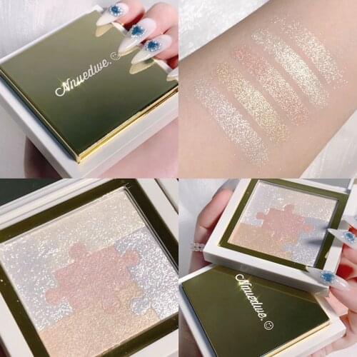 Makeup Glow Glitter Highlighter Palette Shimmer Powder Texture Contour Bright Iluminador Highlight Face Bronzer Palette Cosmetic