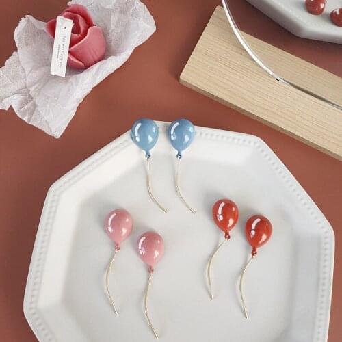 LOVOACC Cute Blue Orange Pink Color Balloon Earrings for Women Metal Alloy Ball Statement Dangle Earrings Funny Holiday Jewelry