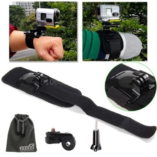 4in 1 set Camera Mini Wrist Strap Mount + Mount Adapter + Screw + Storage Pouch for Sony Action Cam HDR-AS20/AS30V/AS100V/AS200V