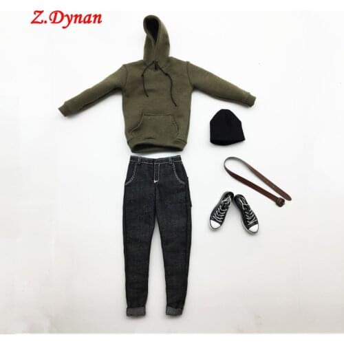 1/6 Soldier Model Clothing Mens Trendy Army Green Sweater Suit Can Be Equipped with 12-inch Movable Doll